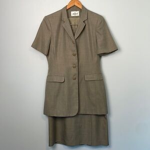 Vintage Jessica Green Skirt Suit Set Long Jacket MIDI Skirt Size 10